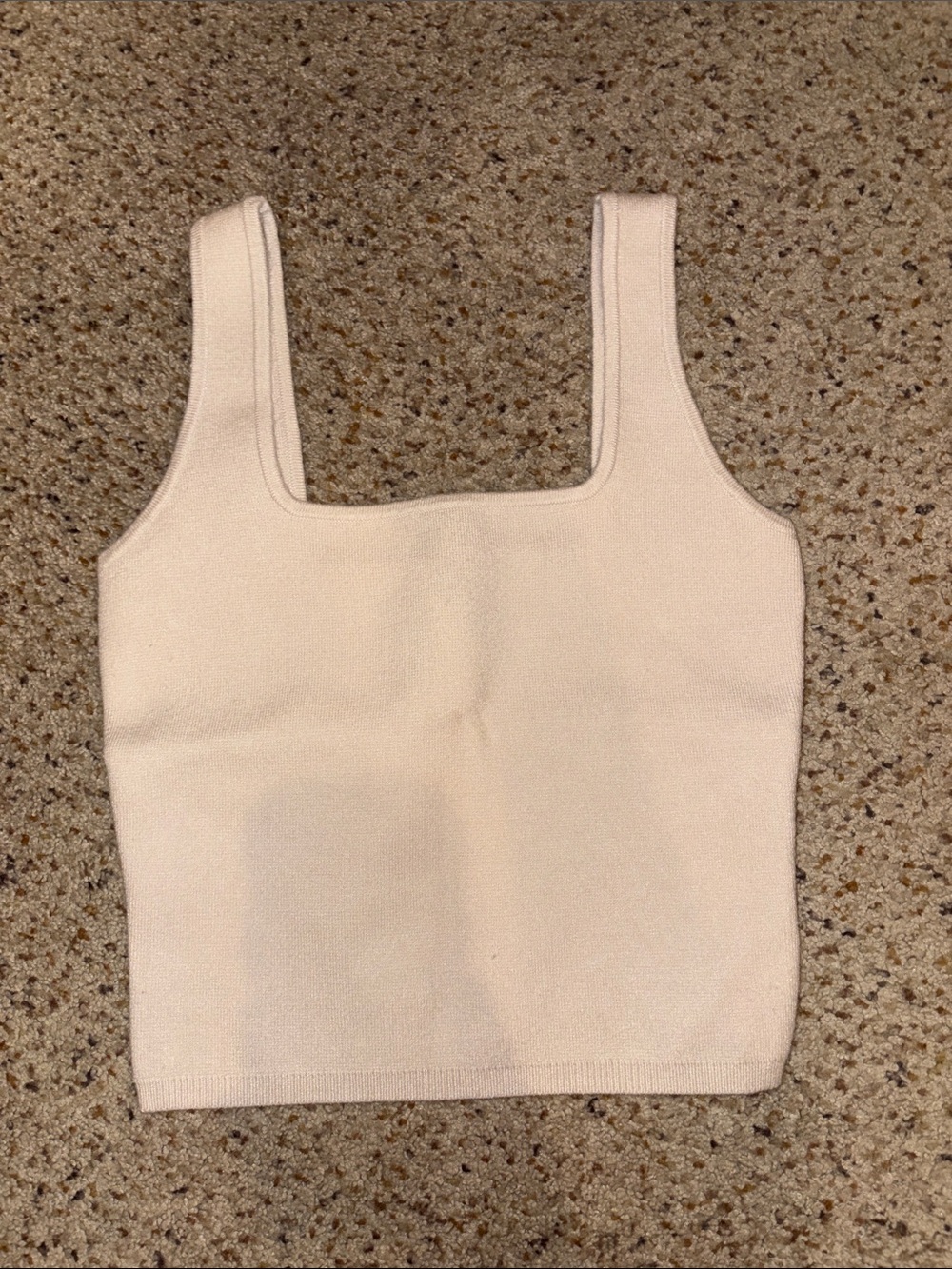 Abercrombie & Fitch Cream Square-Neck Knit Tank Top